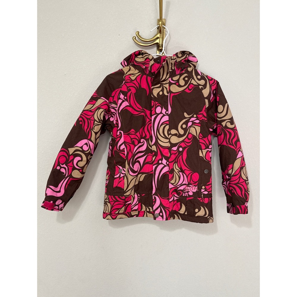 Burton Snowboard Jacket Girls M 7/8 Brown Pink Dryride Sugar & Spice Insulated